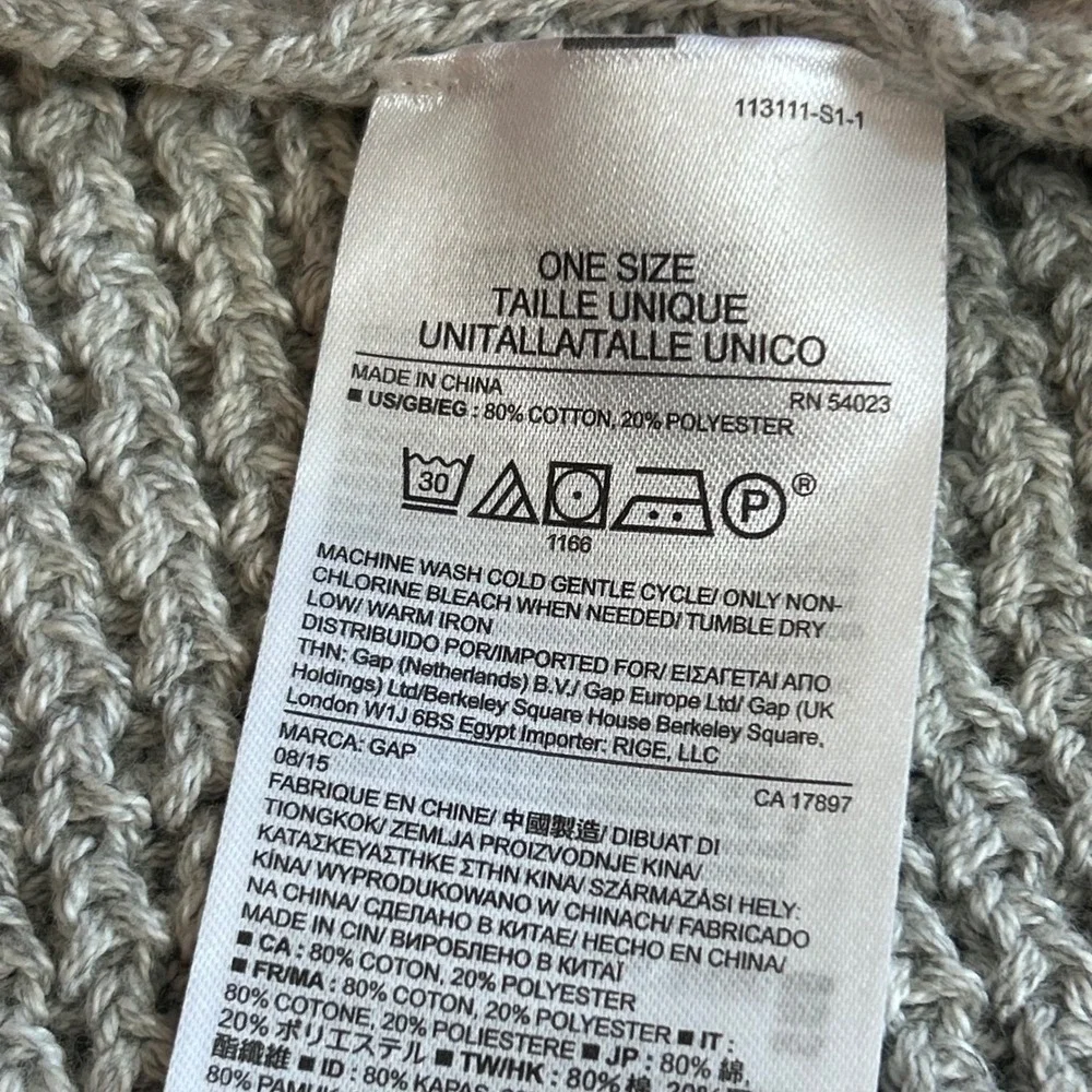 Gap Mens Womens Grey Colorblock Knit Scarf Cotton Blend One Size New
